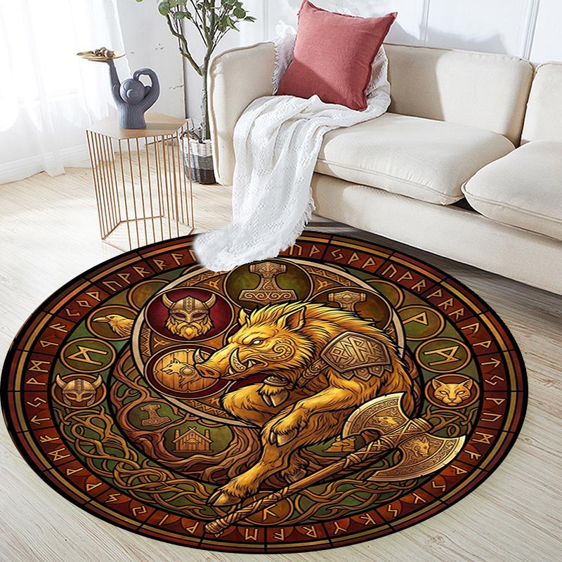 Boar Mythology Round Area Rug Under Office Chairs Bedroom Living Room Home Decor
