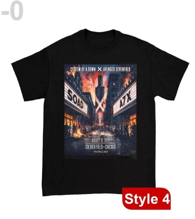 НОВИНКА!   ! System of a Down Чикаго Эксклюзив 2025 Переиздание Футболка   Унисекс Футболка XXXL