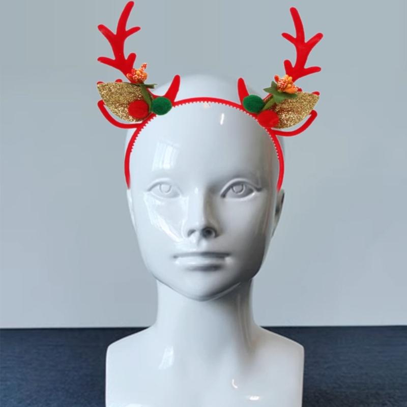 Christmas Reindeer Headband for All Age Party Accessories Deer Horn Hairhoop Festival Hairband Seasonal Costume Headwear