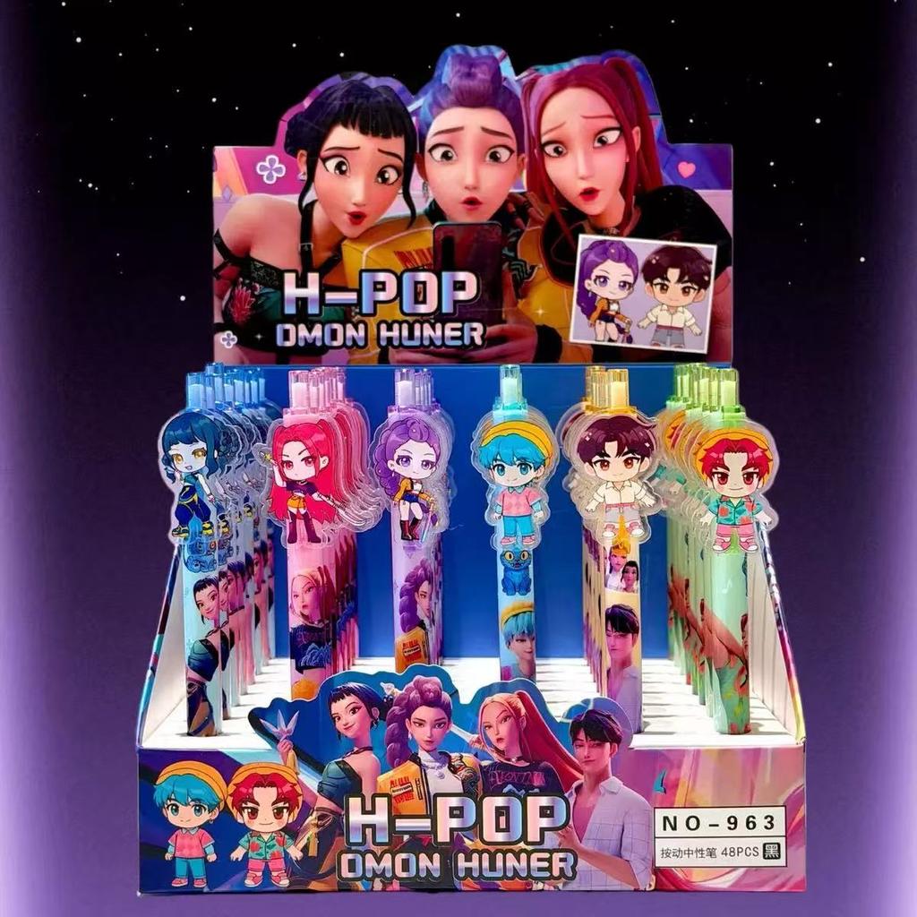 Cacciatori di Demoni Kpop Carini Penne Gel Nere da 0,5 mm Cancelleria Kawaii Cartoni Animati Derivati Anime Periferiche Materiale Scolastico Ufficio Regali