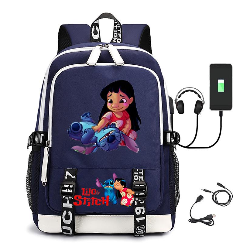 Large Capacity Backpack Printed Student USB School Bag