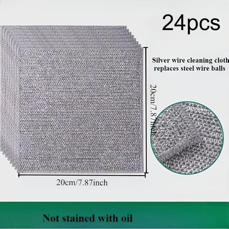 

24-Pack Reusable Dish Cleaning Cloths - Square Scrub Pads for Kitchen, Bathroom, and Dining Room Use, Kitchen Accessories