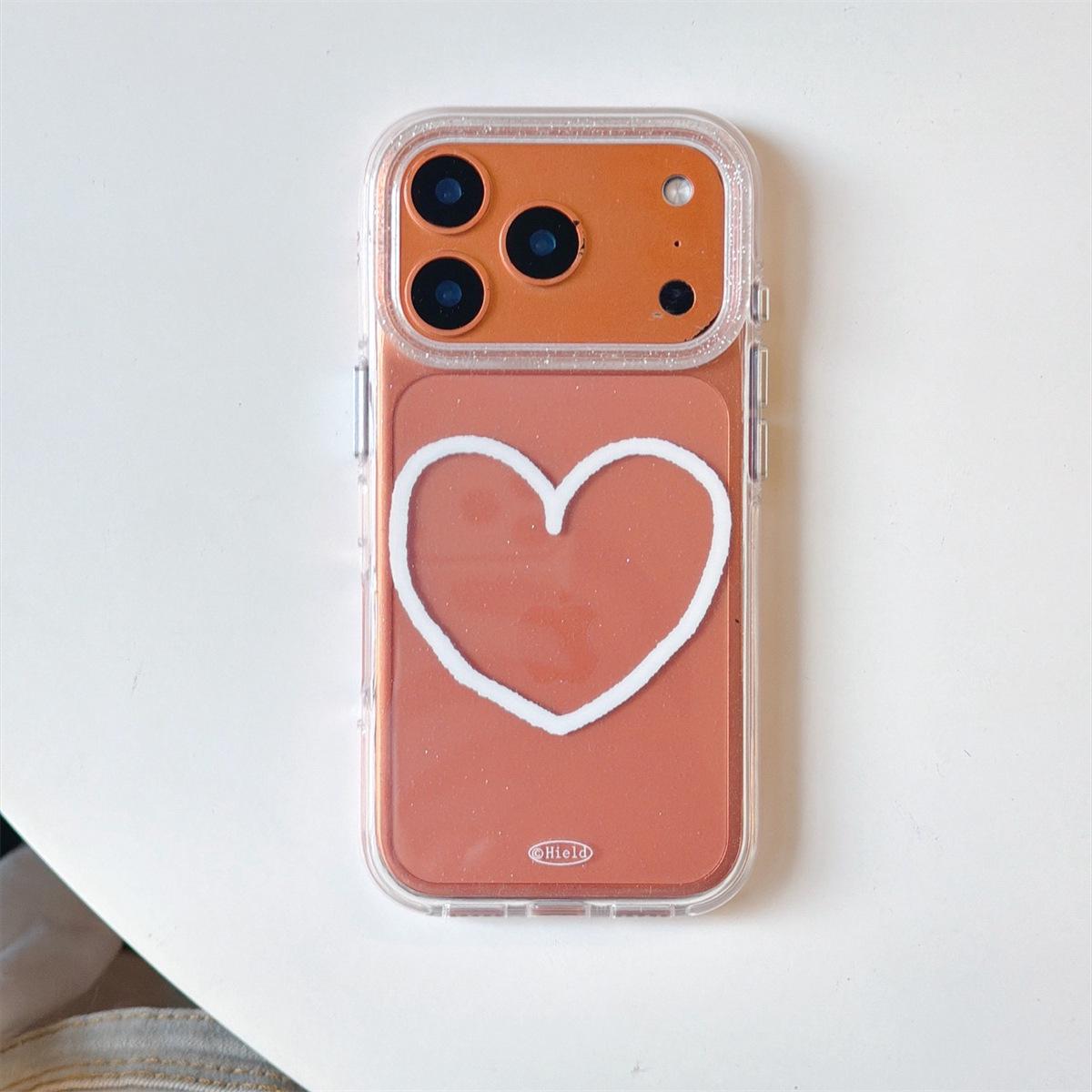 

Round Edge Heart Double-Line iPhone 14/13 Pro Max Drop-Proof Case iPhone 17 Pro Max