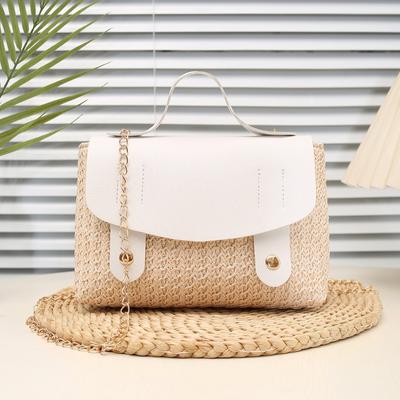 Damenhandtasche Neue gewebte handgewebte Strohtasche Stilvolle und einfache Umhängetasche Mädchen-Clutch-Tasche Crossbody-Tasche