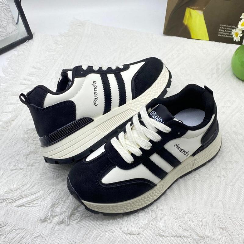 Thick-soled German Training Shoes for Women's 2025 Spring New Popular Leather Versatile Forrest Gump Soft-soled Sports and Leisure Dad Shoes