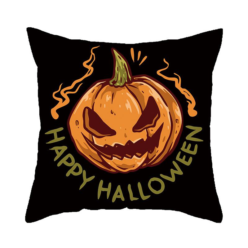 

New Halloween Decorative Pillow Pillow Cover Black Skull Letters Bedside Cushion Pillow Cover 45*45cm