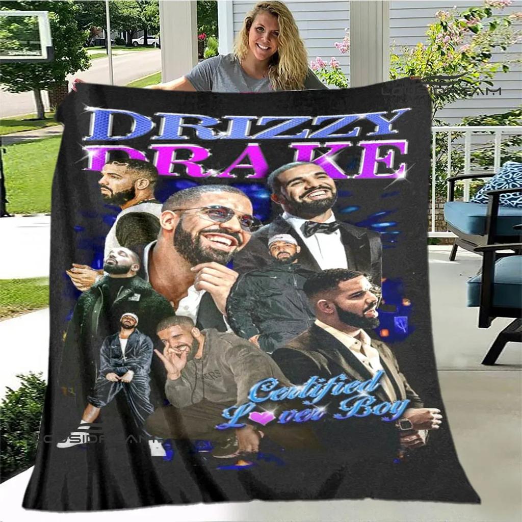 Rapper Drake Coperte Stampate 3D Calda Coperta in Flanella Morbida e Accogliente Coperte da Viaggio Fodere per Letto Regalo di Compleanno