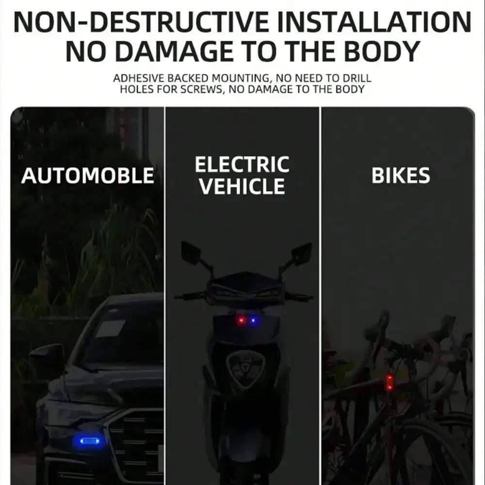 BLALION-Car Solar LED Warning Light, Night Ride for Electric Vehicle to Motorcycle, Bicycle Rear Light, Anti-Rear Strobe