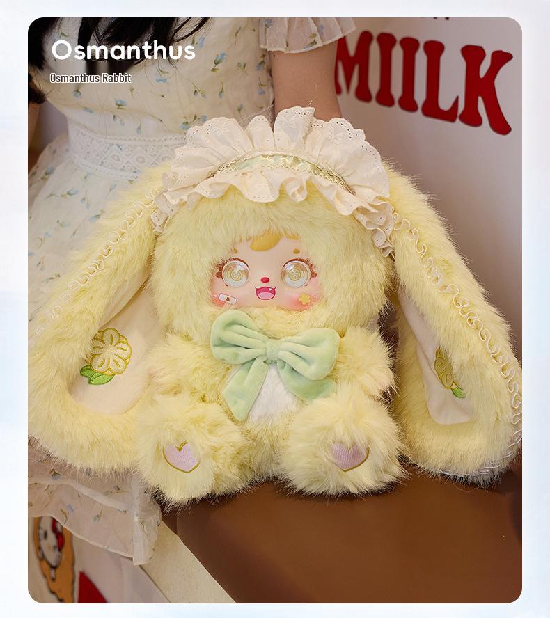 Three White Rabbit Elves 680: Hand-Painted Plush Blind Box Figure - Cute Trendy Toy Pendant