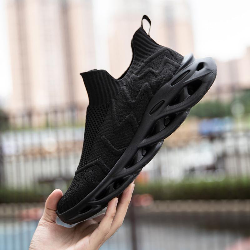 

Новые мужские летающие тканые туфли, нескользящая дышащая повседневная обувь для бега на открытом воздухе 39 чёрный