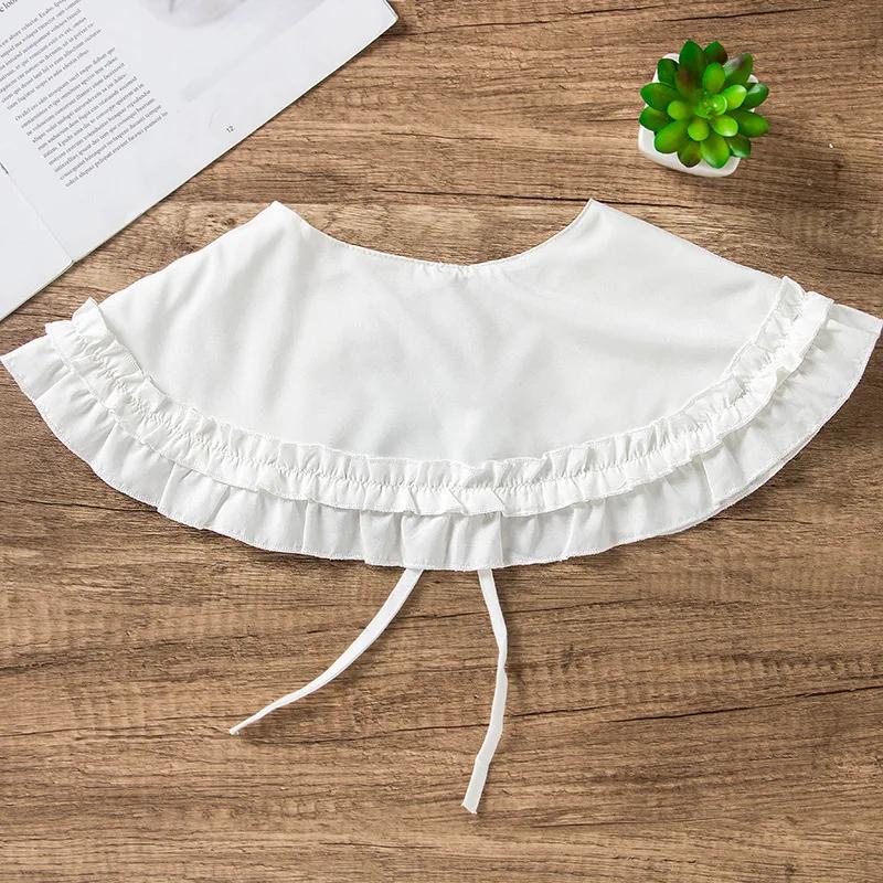 Perfect Match Solid Color Women Chiffon Stand Fake Collar Adult Detachable Lace False Collar Shirt Blouse Top Neckwear Clothes Accessories