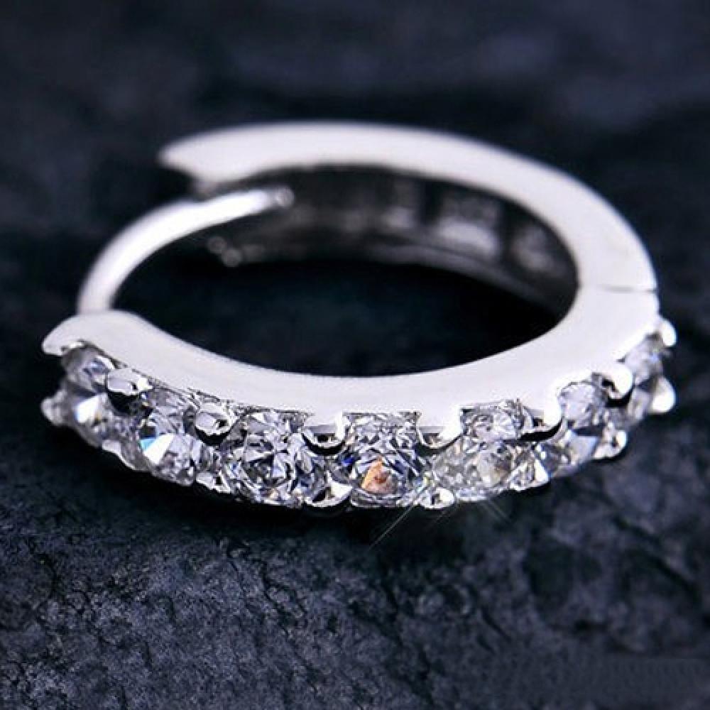 Elegant Women Rhinestone Wedding Dangle Hoop Earrings Ear Studs Silver Plated Crystal