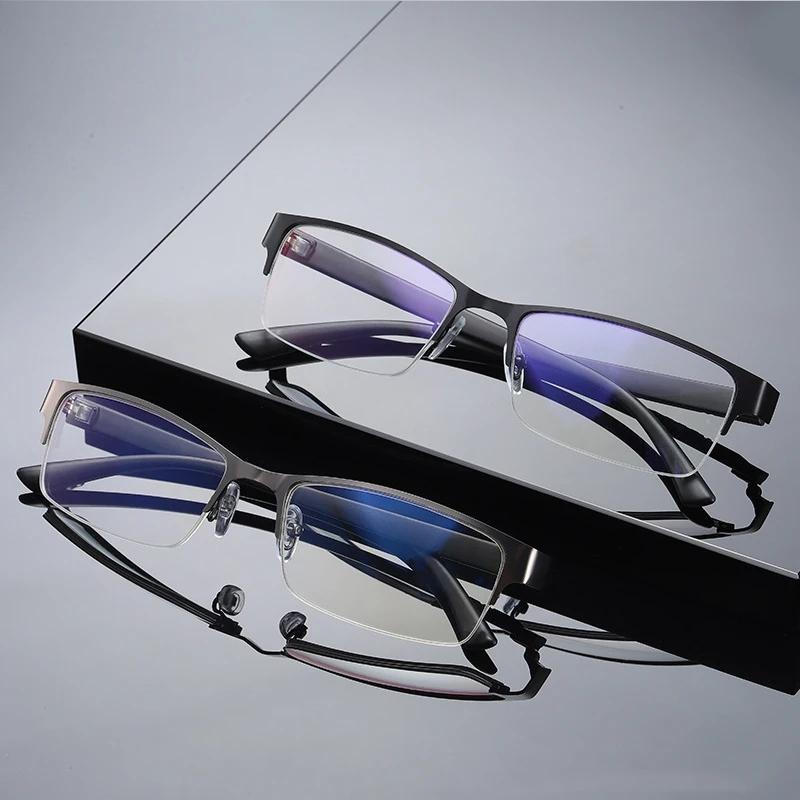 Trend Reading Glasses Men and Women Half Metal Frame Diopters Business Office Men Prescription Glasses  Oculos 0 To +4.0