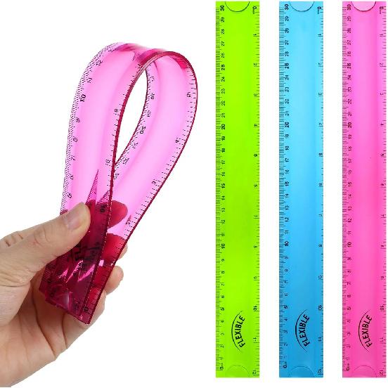 Grevosea 3 PCS Flexible Ruler, 12 Inch Clear Plastic Ruler Soft Bendable Rulers with Centimeters and Inches for Kids and Adults School Classroom
