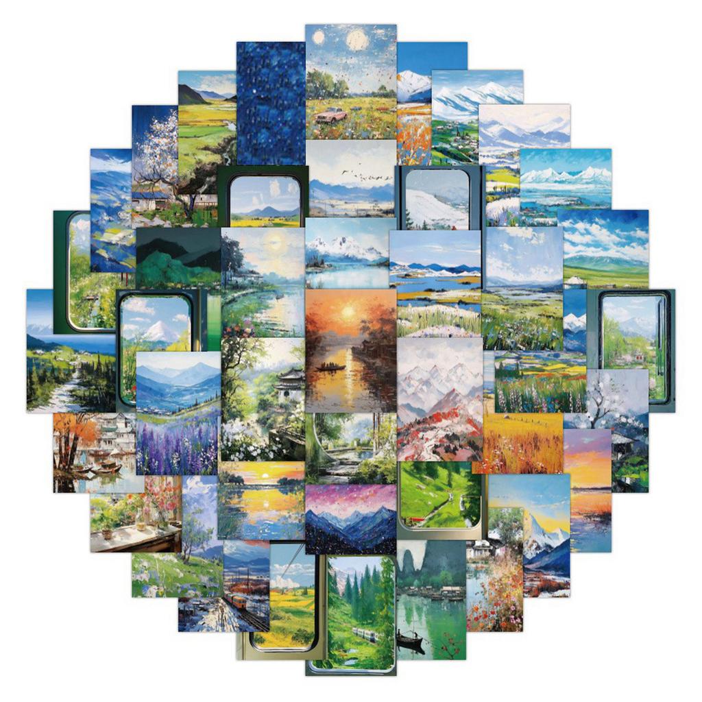 Ölgemälde-Aufkleber fangen die schönen Momente ein, die von Ölgemälden festgehalten werden.. Kleine und klare Hand-Konto-Material-Dekoraufkleber