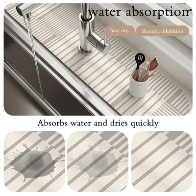 Diotomite Égouttoir de Robinet d'Évier de Cuisine Absorbant Tapis de Table Antidérapant Tapis Anti-éclaboussures pour Évier de Salle de Bain Séchage Rapide Comptoir Salle à Manger