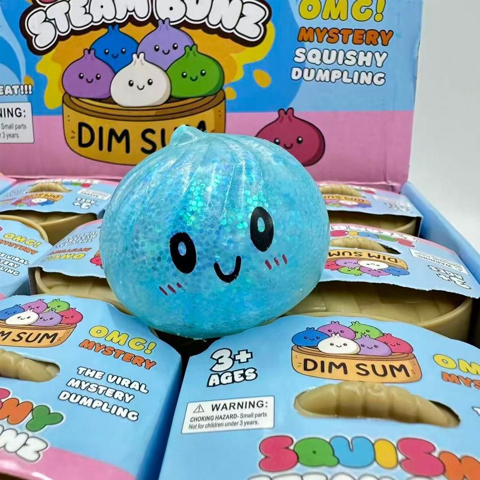 Mini Dumpling Squishies Dumpling Mystery Box Soft Squeeze Sensory Toy for Stress Relief Glitter Random Colors Stretchy Desk Toy