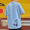 Li-Ning Disney Pinocchio Series Hand-Painted Cartoon Print Casual Loose T-Shirt Men Tops Aurora-Blue AHSS451-7