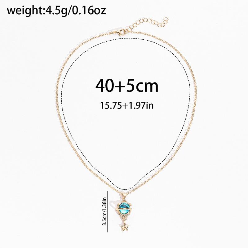 Accessories Fashion Diamond Planet Pendant Personalized Alloy Star Necklace Women's Cover
