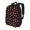 Red Mushroom Pattern Black Front Bag Backpacks for Boy and Girls Best Gifts 2D Flat Cartoon School Backpack for Children Bags