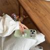 Elegant Floral Print Glitter Case With Pearl Ring Holder For iPhone 14 15 16 17 Pro Max INS Kawaii Style Large Window Shockproof