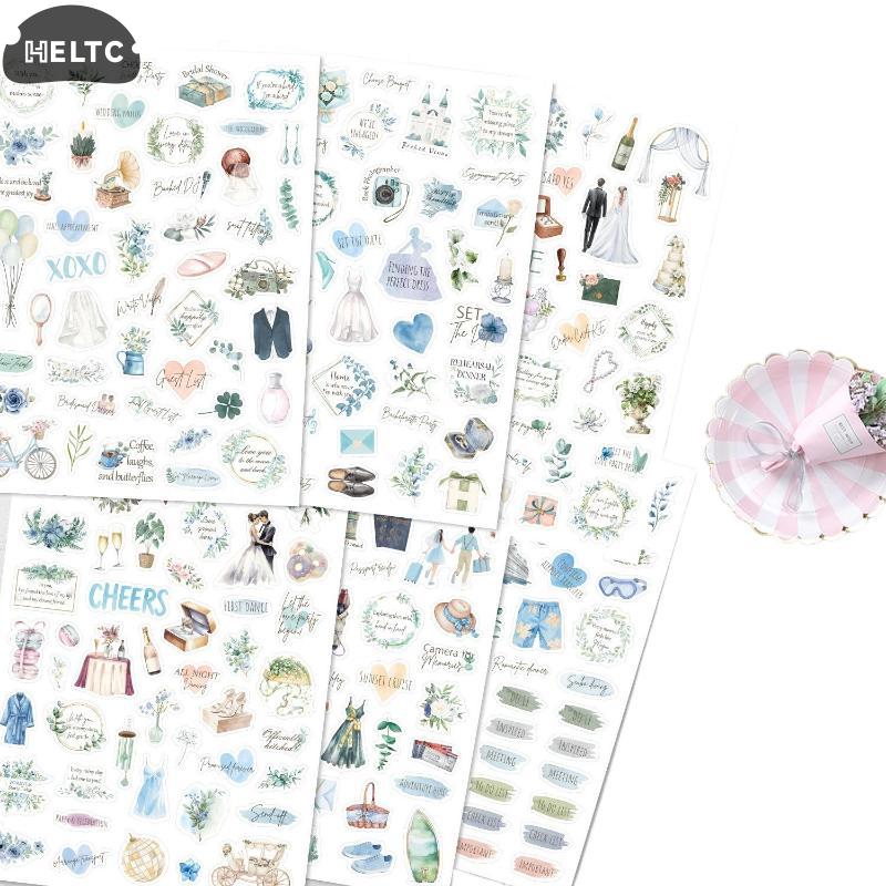 New 6sheet Wedding Bliss Stickers Romantic Wedding Theme Self-Adhesive Journal Sticker For Wedding Plan Scrapbooking DIY Decor