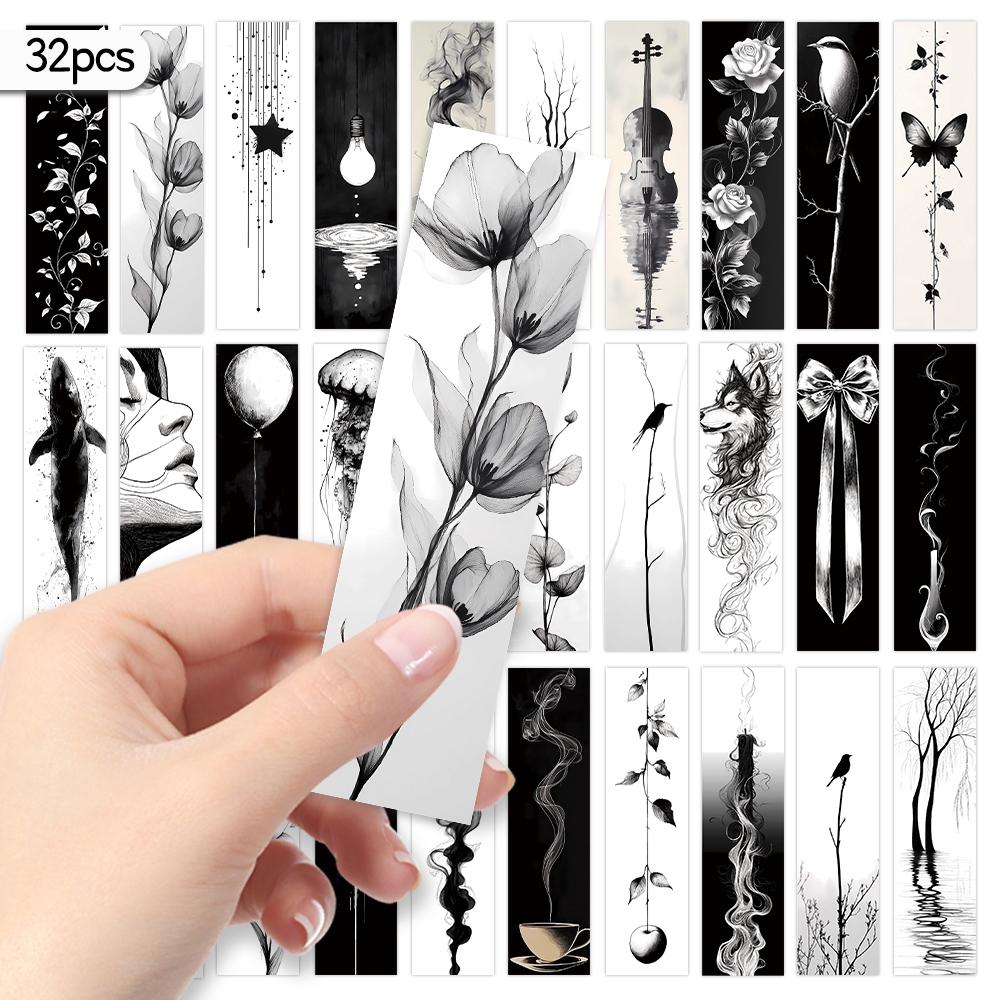 

32pcs, Black and White Minimalist Line Bookmarks for Teachers, Readers and Book Lovers, Bookmarks, Gifts, Parties, Birthdays