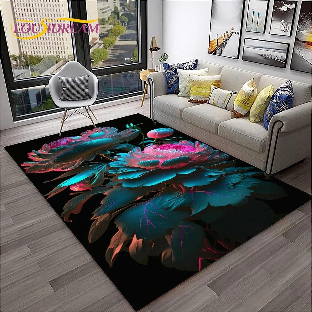 Růžové Láska Květiny Sedmikráska Severský Koberec Kobereček pro Domov Obývací Pokoj Ložnice Pohovka Dekorace Rohožka,Koberec do Dětského Hracího Koutku Protiskluzová Podložka na Podlahu