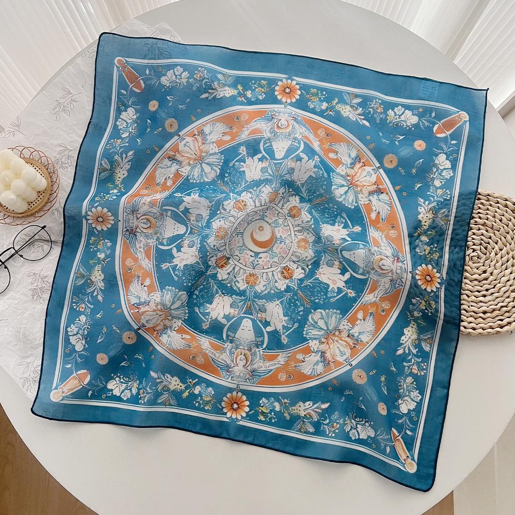 Foreign Style Versatile 58 Cotton And Linen Small Square Scarf Silk Scarf Women'S Spring And Summer Headband Scarf Decoration