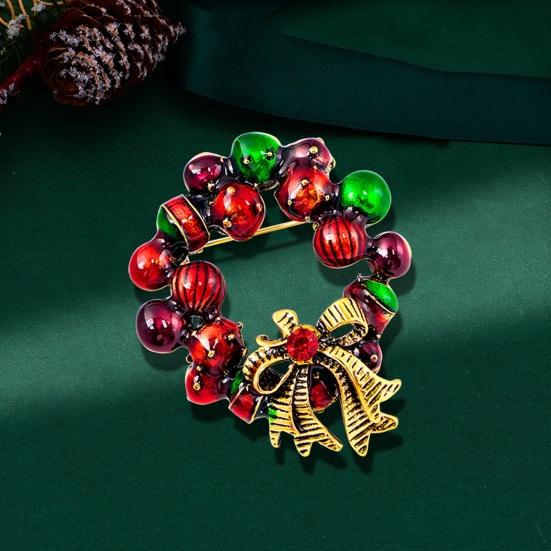 Christmas Brooch Wreath Christmas Tree Snowman Decor Snowflake Decor Colorful Rhinestone Exquisite New Year