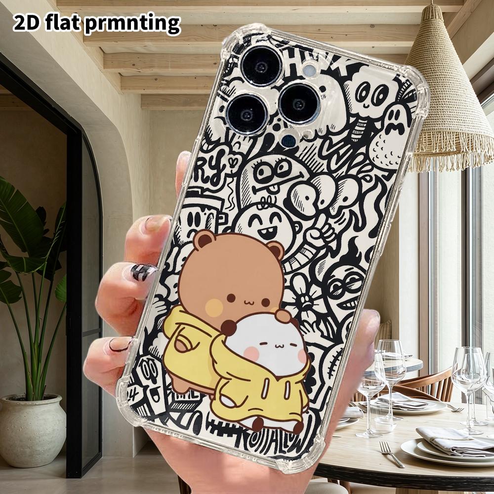 Phone Case: 2D flat suitable for iPhone 18 17 16 15 14 13 Pro, transparent with corner protection, soft and cute, perfect for Christmas and Halloween