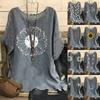 Woman Vintage Cotton-Blend  Short Sleeve Floral Print Top T-shirts Blouse