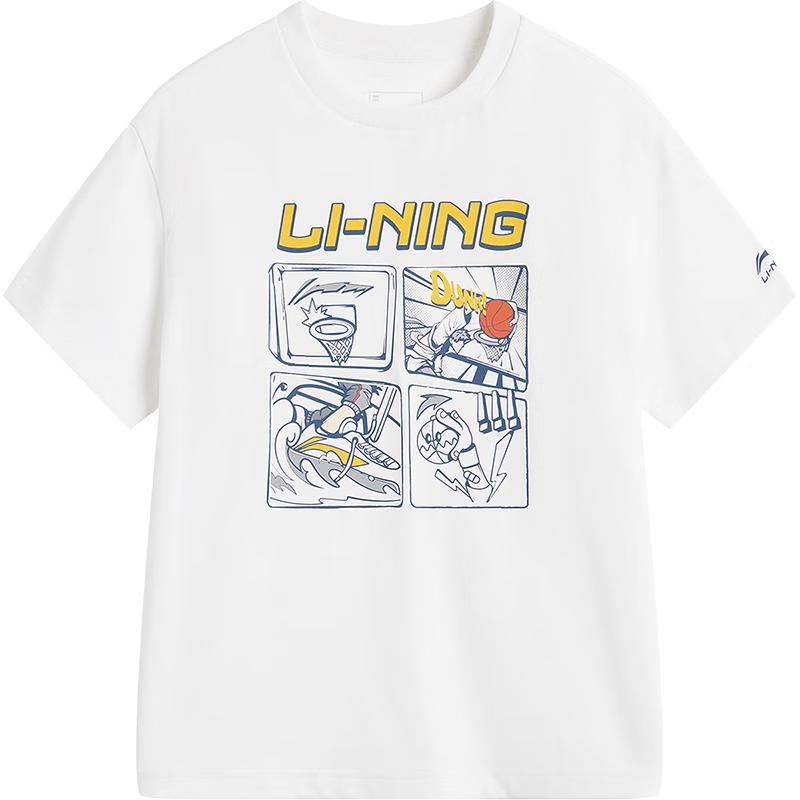 Li-Ning Детская футболка с коротким рукавом и принтом в стиле граффити 140