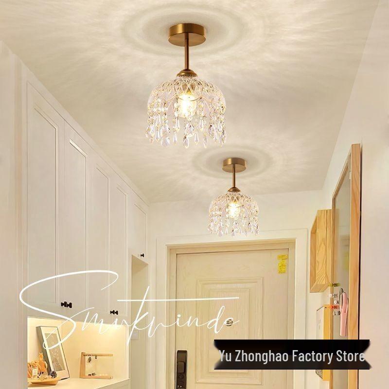 Chinese Style Retro Crystal Pendant Ceiling Light for Corridor, Aisle, Entrance, or Balcony