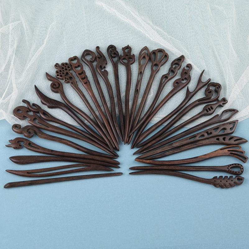 

Кожаная заколка для волос из ясеня простая современная заколка в древнем стиле аксессуары для волос черное сандаловое дерево 3 серый