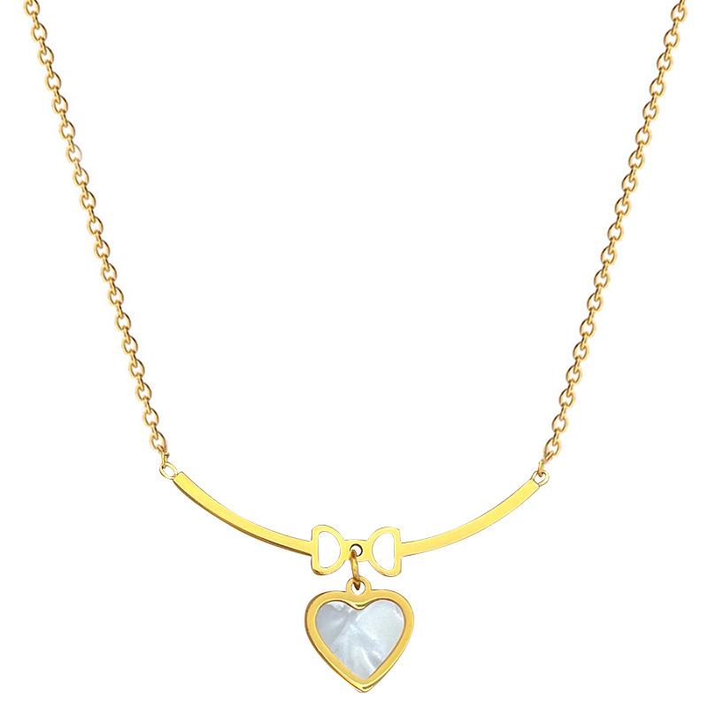 Bow Love Temperament Personality Minimalist Furnace Real Gold Female Collarbone Necklace