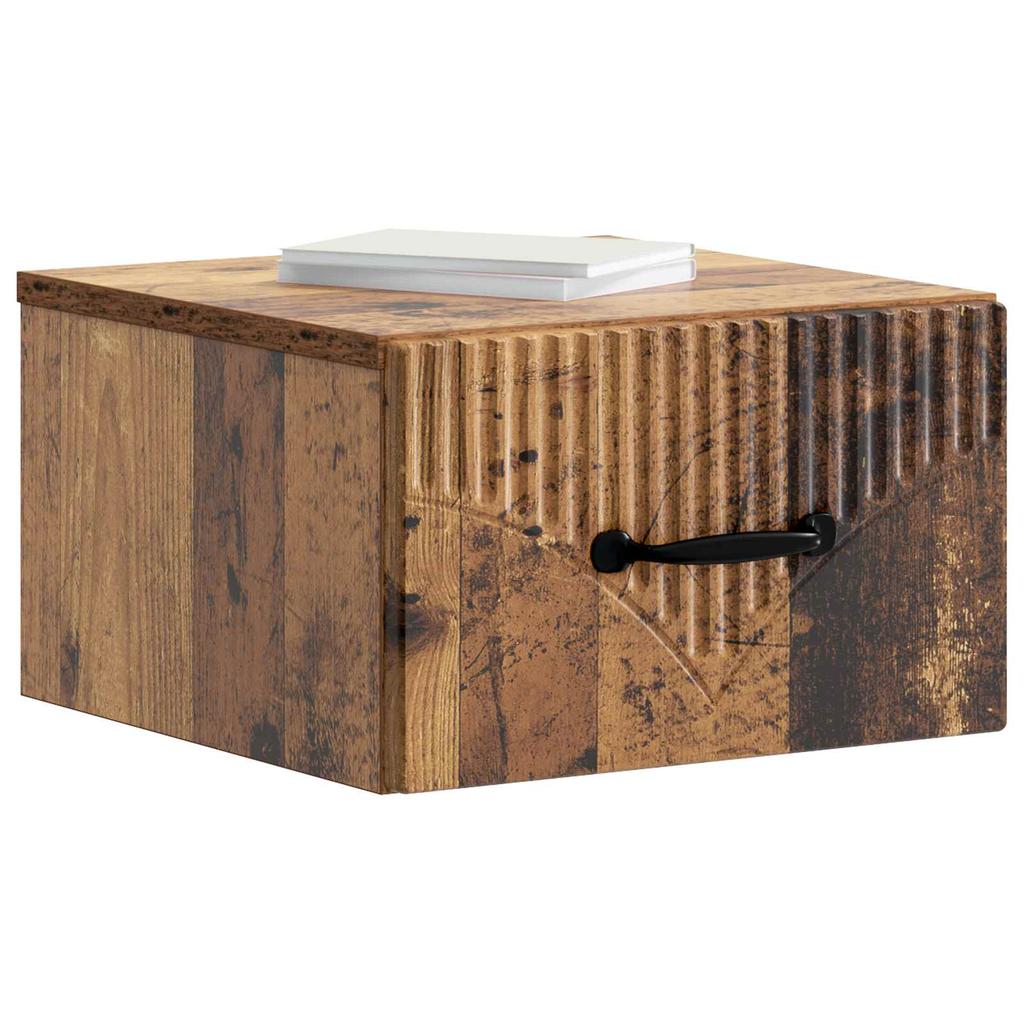 Wall Mounted Nightstand Reclaimed Wood Look 34.5 x 33 x 20 cm