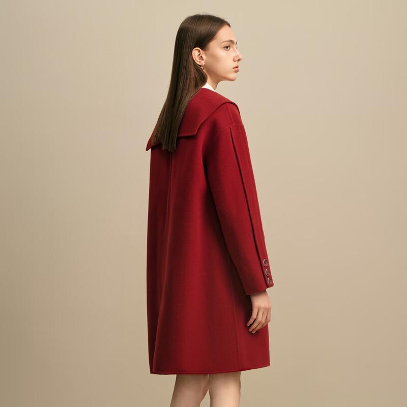 Elva' Island Women's Youthful Short Double-Faced Wool Lapel Coat