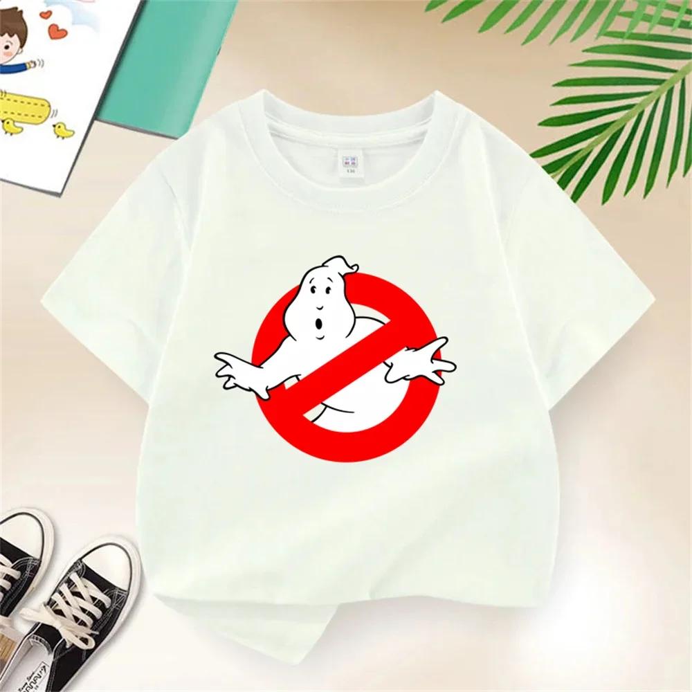 Summer BoysGirls 414t Cartoon Cotton Funny Ghostbusters Game Print Short Sleeve Children TShirt
