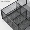Iron Metal Desk Organizer Hollow Mesh Office Storage Basket Stationery Storage Box  Desktop Use