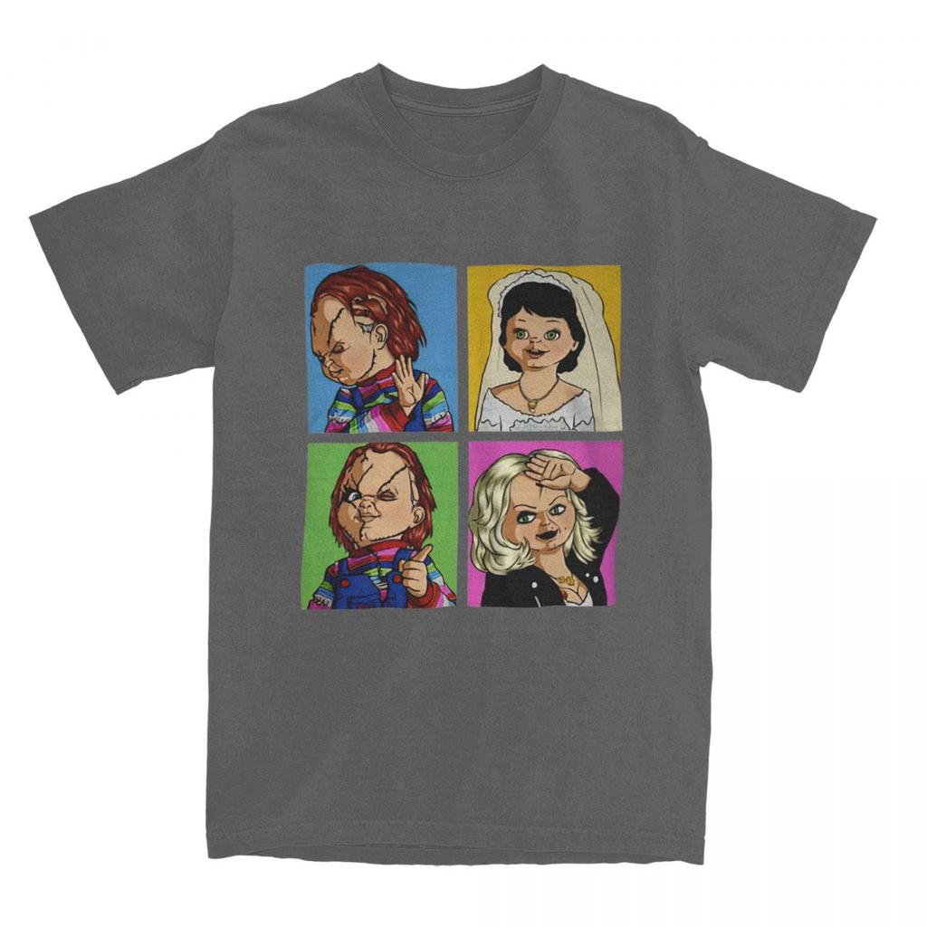 Men's T-Shirt Copy Of Chucky And Tiffany Shooting Casual Cotton Tee Shirt Short Sleeve Horror Movie T Shirts O Neck Clothes