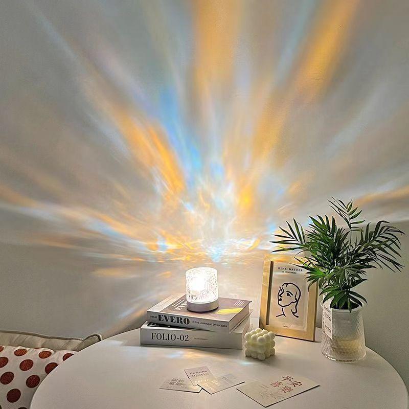 Rechargeable Rgb Water Ripple Atmosphere Lamp With Remote Control For Modern Bedroom Decor
