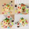 Wooden Toy Puzzle With Six Side Carrot Strawberry Early Learning Matching Shape