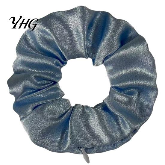 Convenient Hair Scrunchies for Gym Pocket Ties with Hidden Zipper Women, Elastic Tie Storage Headphones Small Items Keys And Coins, Satin Accessories