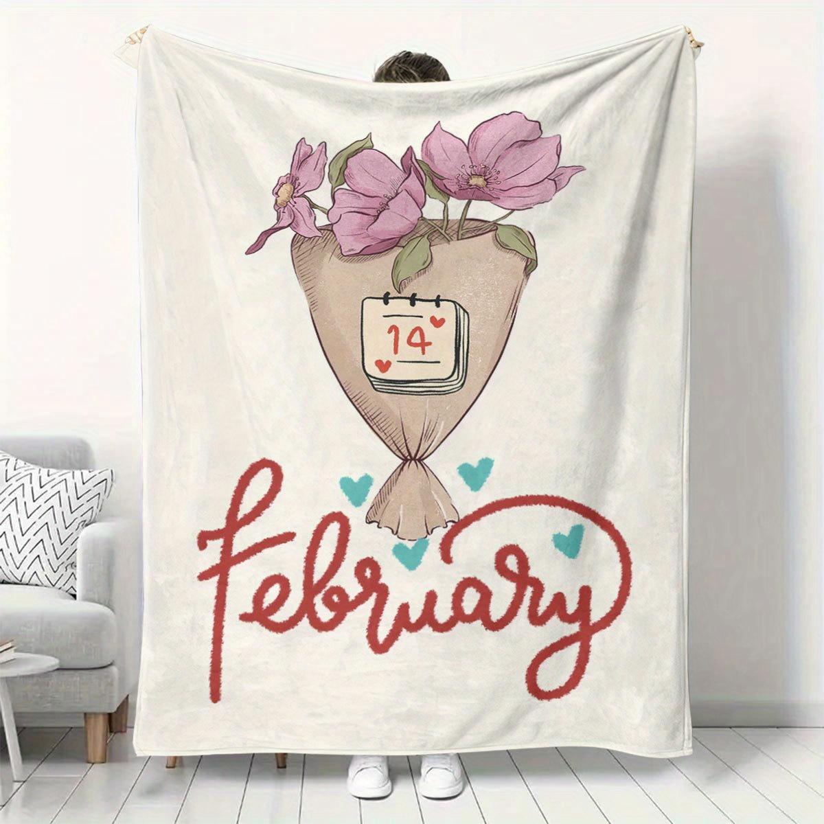 

Valentines Daythemed patterns Flannel printed blanket suitable for all seasons suitable for living room office sofa and travel 75x100cm