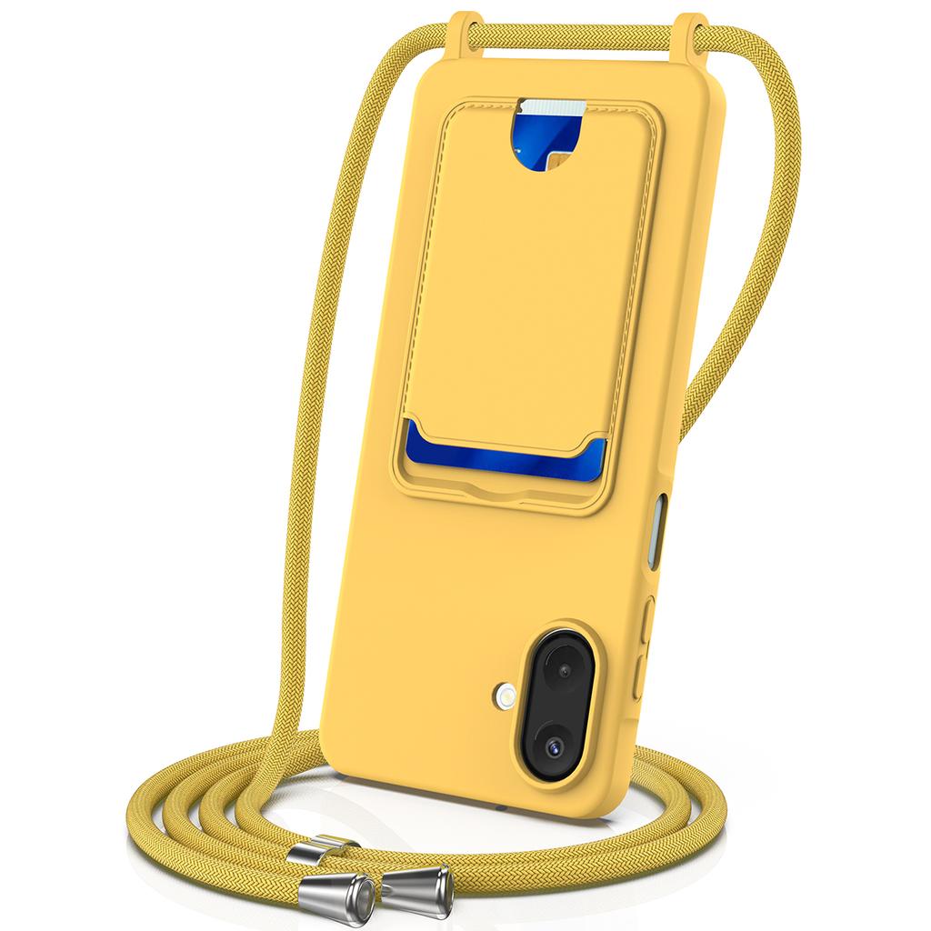 For Samsung Galaxy A07 5G/Galaxy A07 Case Liquid Silicone Card Holder Back Phone Cover with Lanyard