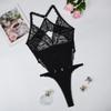 Lace Patchwork Cross Back  See Through Jumpsuit Underwear