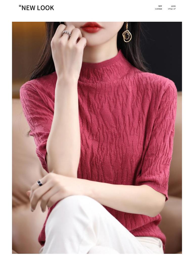 Kadınlar için Slim Fit Örme Yarım Kollu Balıkçı Yaka İlkbahar/Sonbahar - Yüksek Kalite, Çok Yönlü İç Giyim, Yeni Stil.