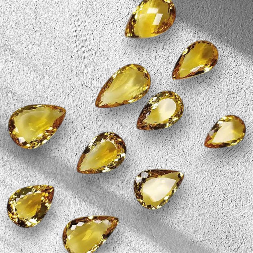 Citrine naturelle A+, belle citrine à facettes, lot en forme de poire, lot de taille 7-10 mm, lot de pierres précieuses, pierre de la meilleure qualité pour la fabrication de bijoux.