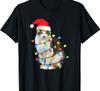 Cat Christmas Shirt Funny Meow Santa Xmas Light Black Shirt